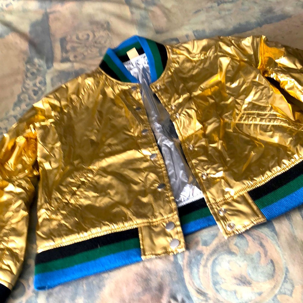 Levi’s metallic reversible bomber jacket gold or silver